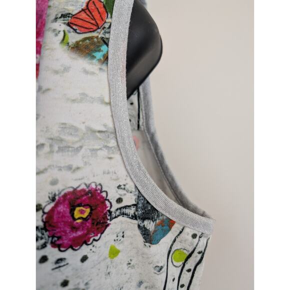 Art Simply by Dolcezza Colorful Floral Full Zip Sleeveless Dress M Pockets - Picture 5 of 11